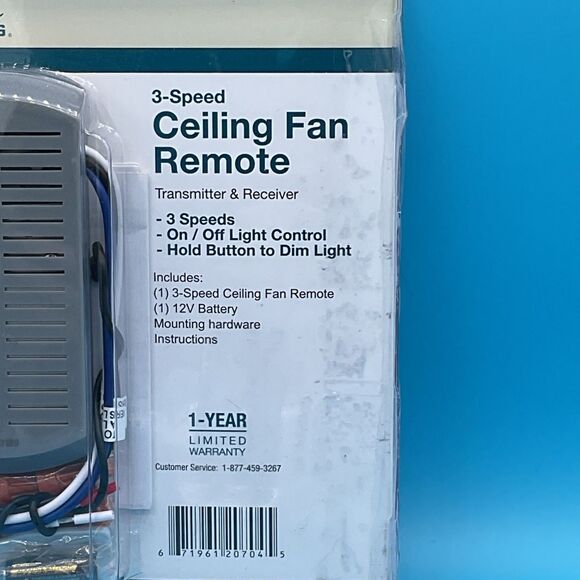 3 Speed Ceiling Fan Remote Control Transmitter + Receiver 363-5811 Patriot - Picture 5 of 7